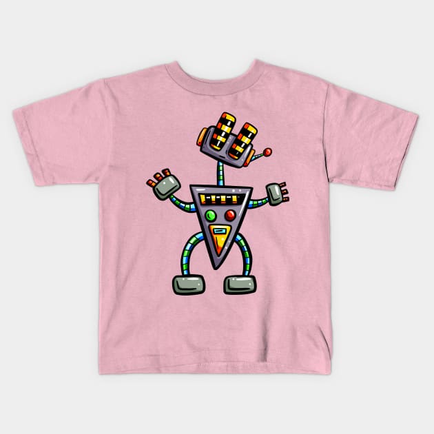 Far Out Cartoon Robot Kids T-Shirt by Squeeb Creative